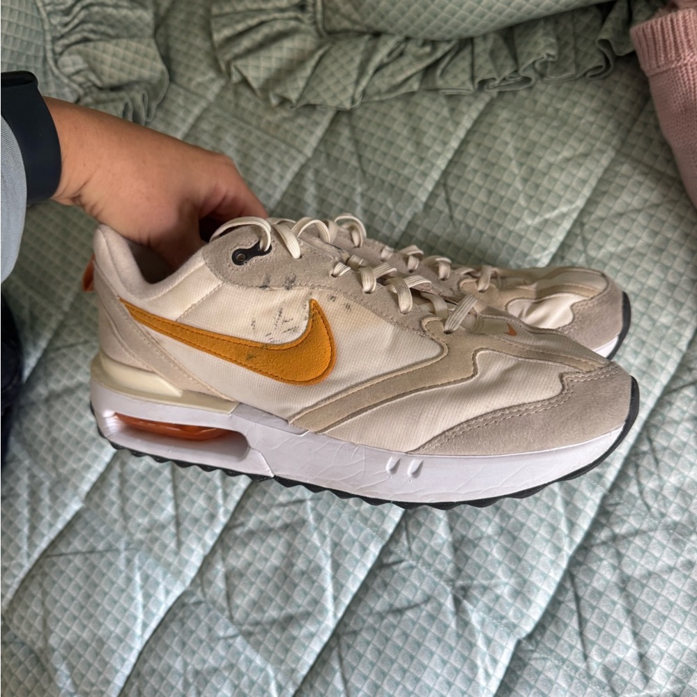 Nike Cream and Gold Air Max Sneakers with Air Sole